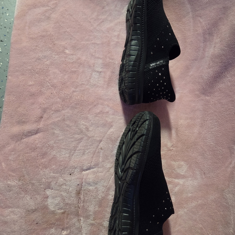 Skechers Black Slip-On Sneakers for Women  Rhinestone Detail - Picture 5 of 5